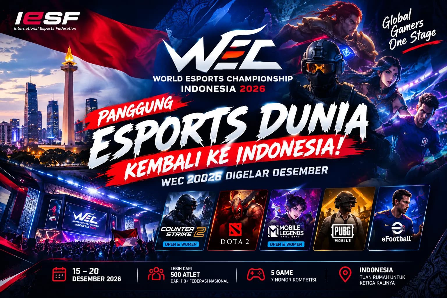 Desember Bakal Panas! Indonesia Jadi Arena Perebutan Gelar Juara Dunia Esports 2026